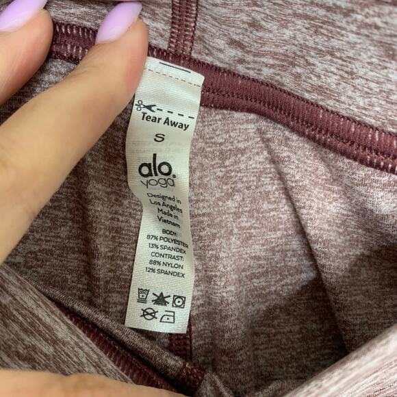 Alo Yoga High Waisted Mauve Alosoft Flow Bike Shorts Womens Small - Picture 7 of 13